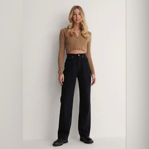 NA-KD organic cotton wide leg high waisted denim